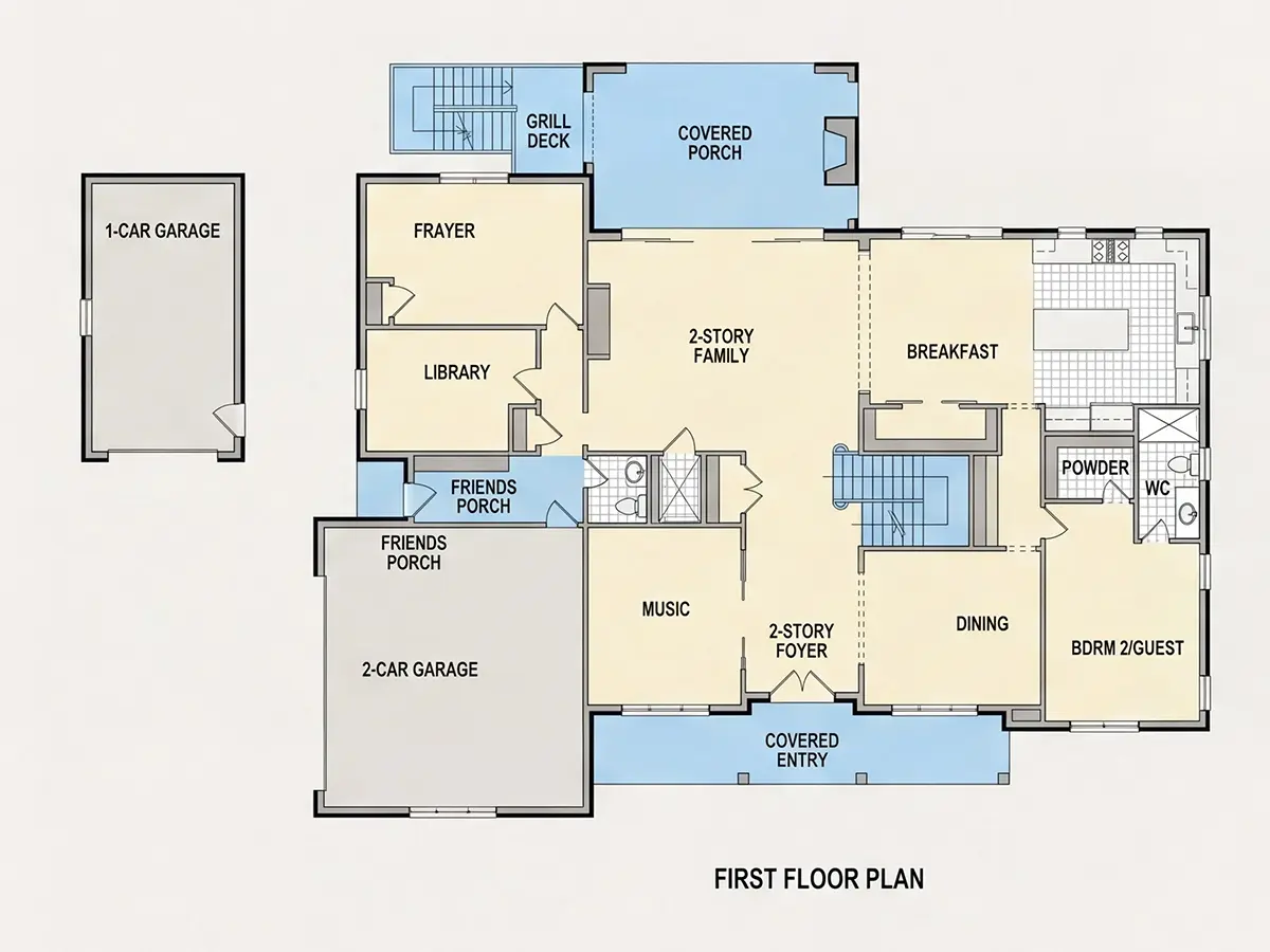 Parter 11 – Projekt domu piętrowego + piwnicą o pow. 646 m²: 6 Sypialnie, Gabinet, 7 Łazienki, Otwarta kuchnia, Garaż — 35577R