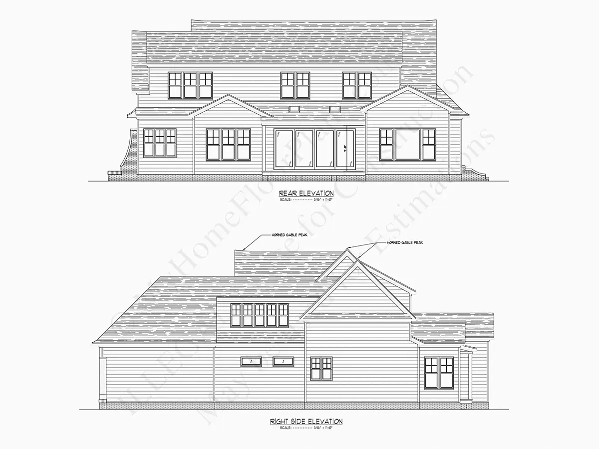 Elewacje 20 – Projekt domu z poddaszem użytkowym o pow. 398 m²: 4 Sypialnie, Gabinet, 5 Łazienki, Otwarta kuchnia, Garaż — 43606R