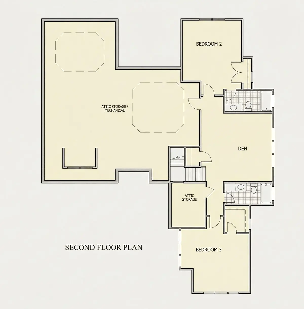 1. piętro 10 – Projekt domu z poddaszem użytkowym o pow. 262 m²: 3 Sypialnie, 4 Łazienki, Otwarta kuchnia, Garaż — 39612R