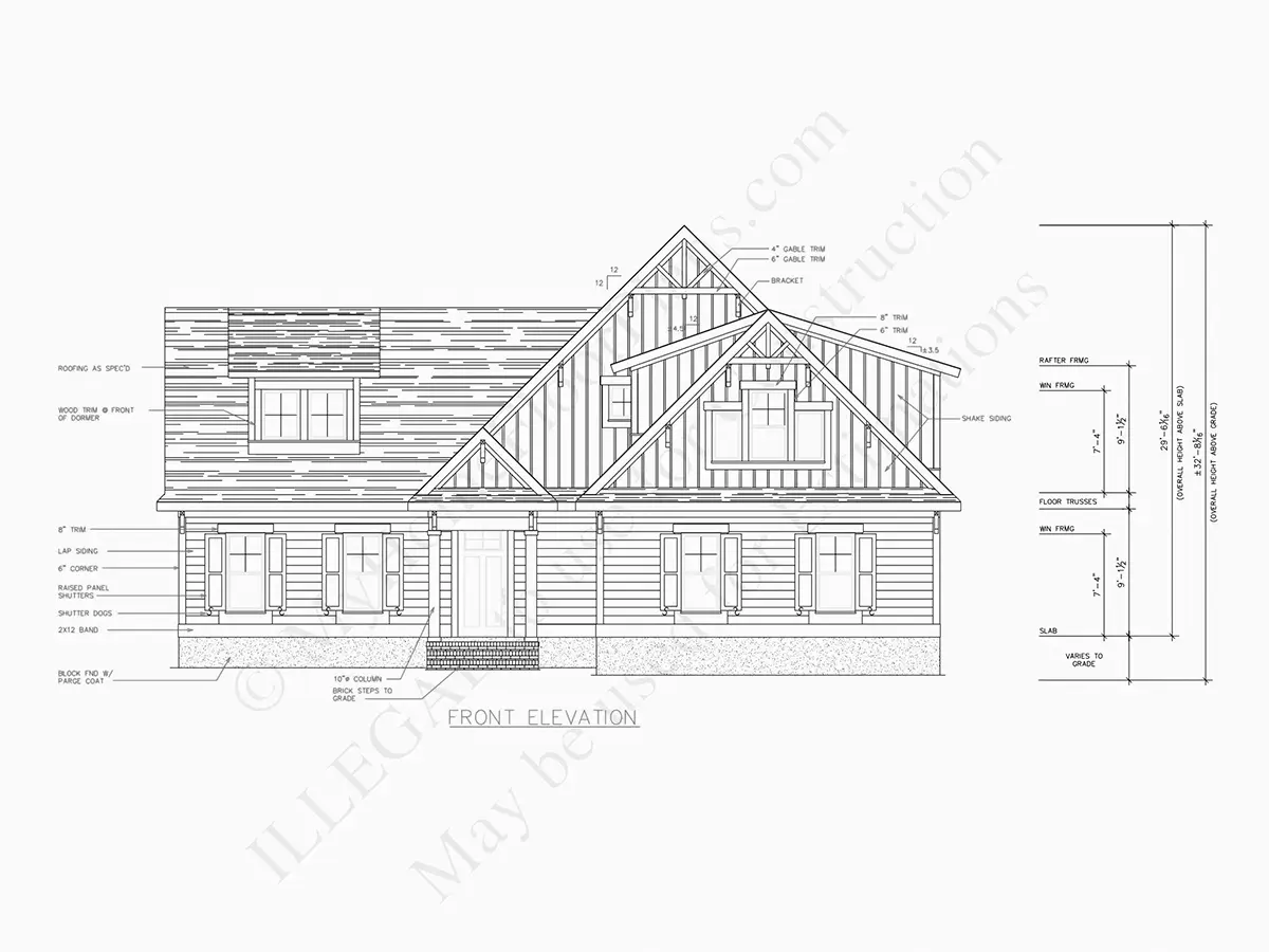 Elewacje 5 – Projekt domu z poddaszem użytkowym o pow. 262 m²: 3 Sypialnie, 4 Łazienki, Otwarta kuchnia, Garaż — 39612R