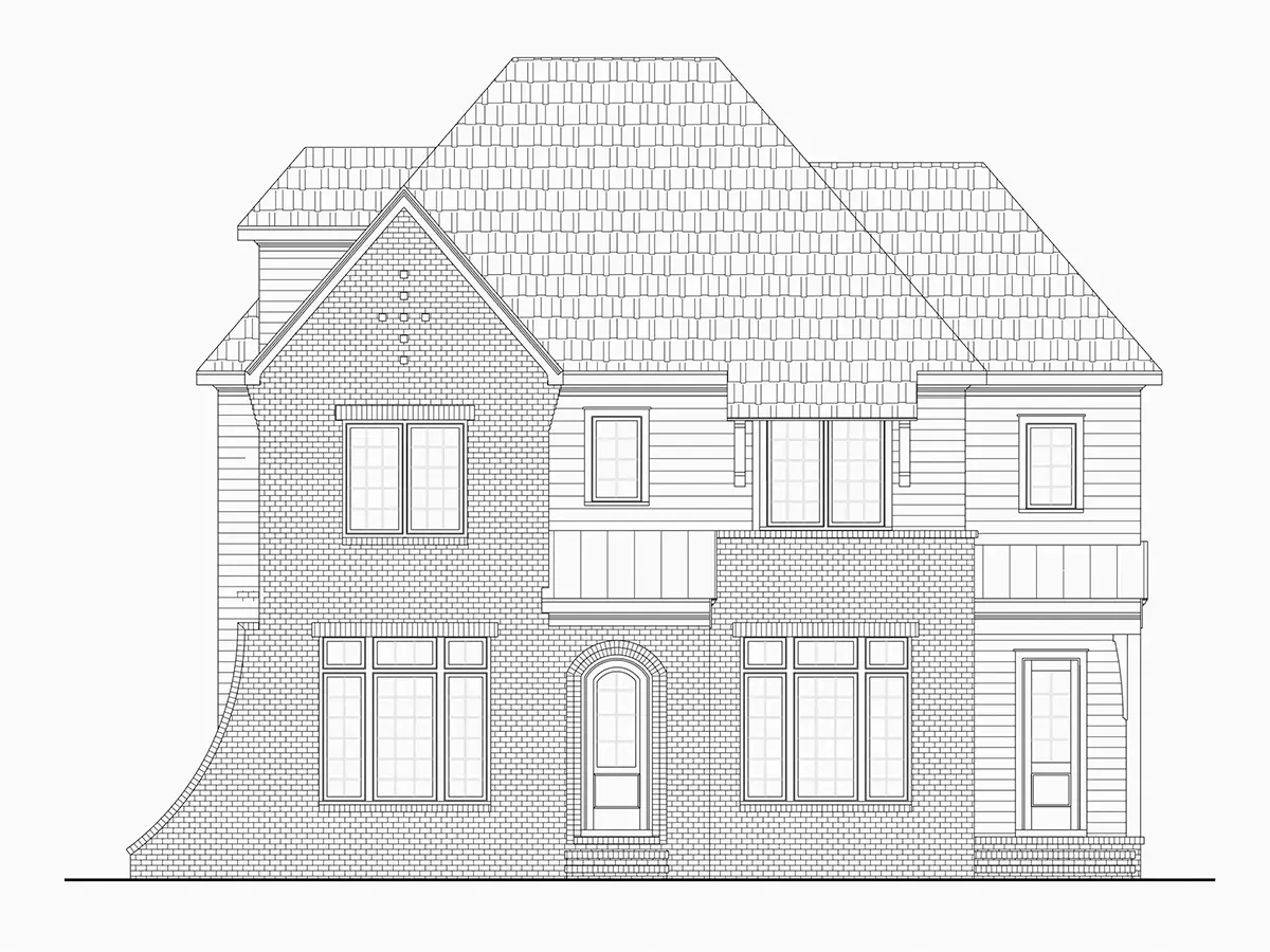 Elewacje 16 – Projekt domu piętrowego o pow. 409 m²: 5 Sypialnie, 6 Łazienki, Otwarta kuchnia, bez Garażu — 30387R