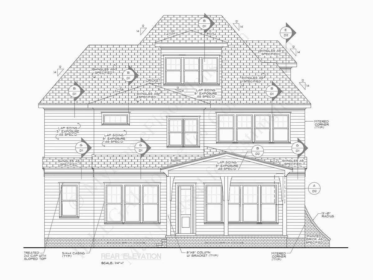 Elewacje 19 – Projekt domu piętrowego o pow. 409 m²: 5 Sypialnie, 6 Łazienki, Otwarta kuchnia, bez Garażu — 30387R