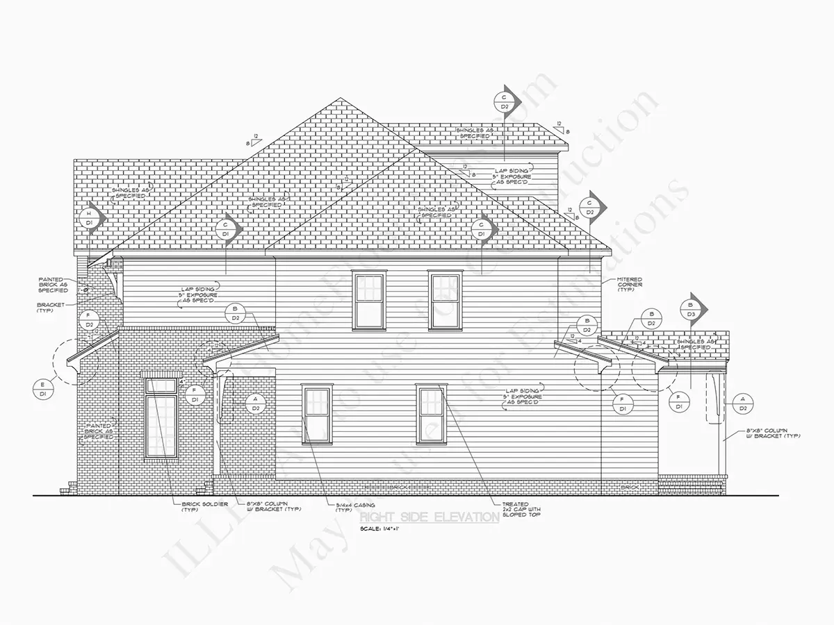 Elewacje 18 – Projekt domu piętrowego o pow. 409 m²: 5 Sypialnie, 6 Łazienki, Otwarta kuchnia, bez Garażu — 30387R