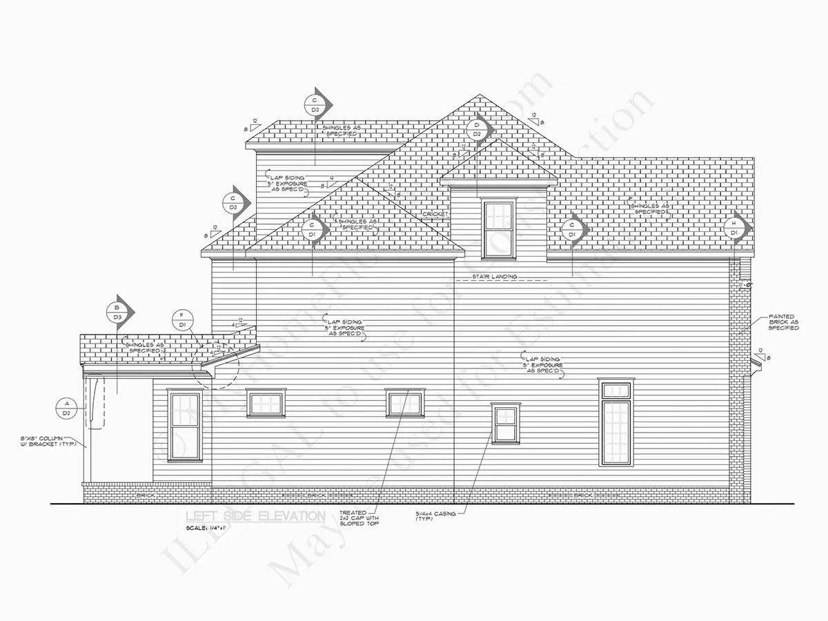 Elewacje 20 – Projekt domu piętrowego o pow. 409 m²: 5 Sypialnie, 6 Łazienki, Otwarta kuchnia, bez Garażu — 30387R