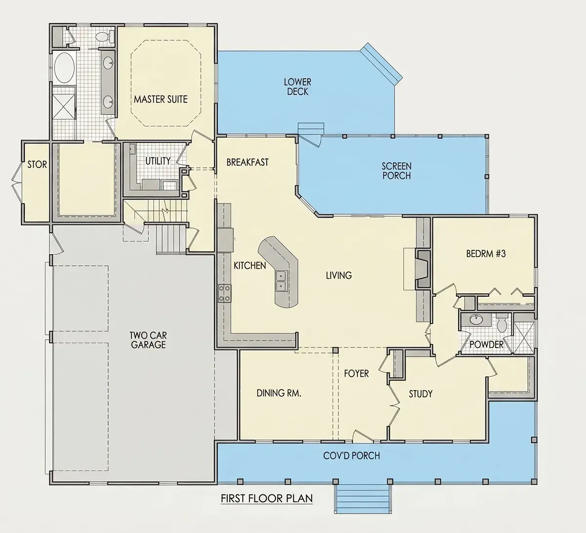 Parter 11 – Projekt domu z poddaszem użytkowym o pow. 283 m²: 2 Sypialnie, Gabinet, 3 Łazienki, Otwarta kuchnia, Garaż — 79515R