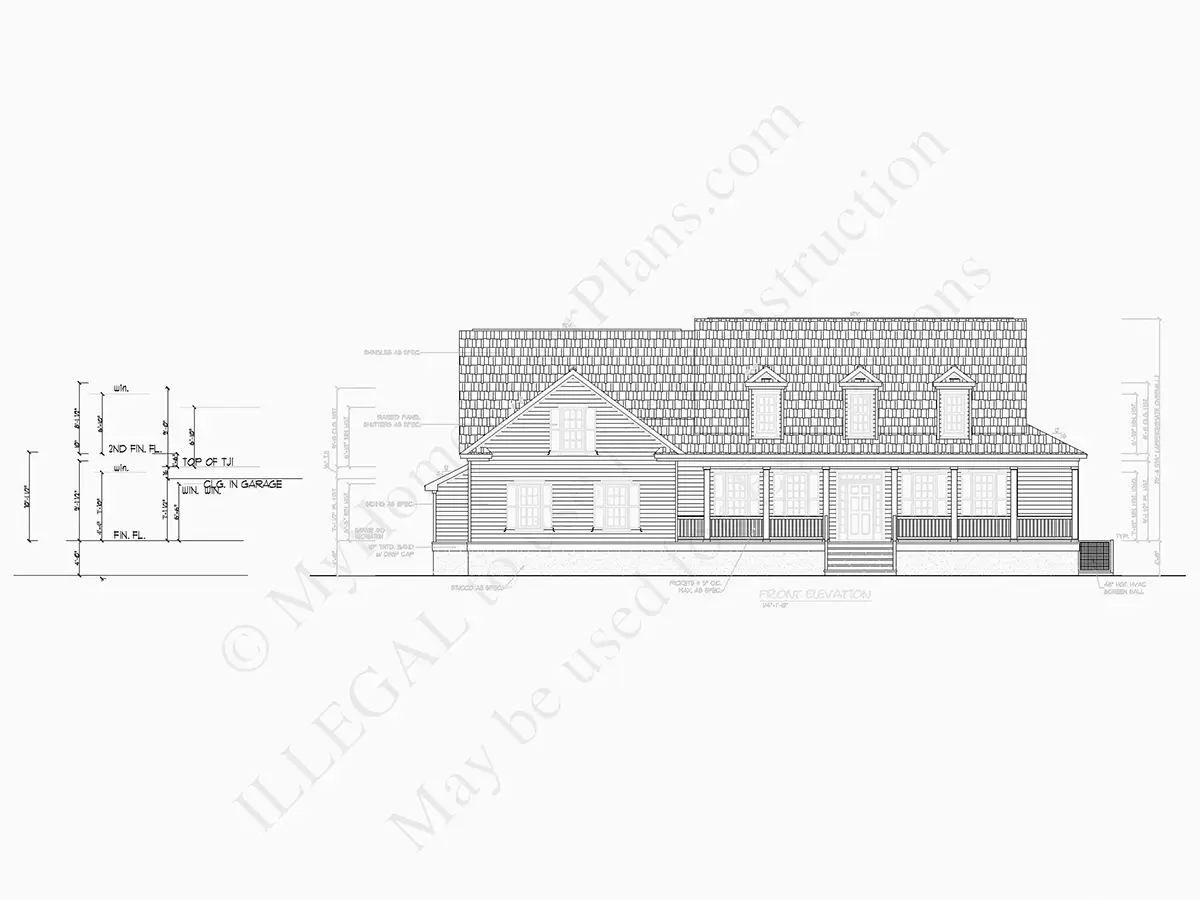 Elewacje 7 – Projekt domu z poddaszem użytkowym o pow. 283 m²: 2 Sypialnie, Gabinet, 3 Łazienki, Otwarta kuchnia, Garaż — 79515R