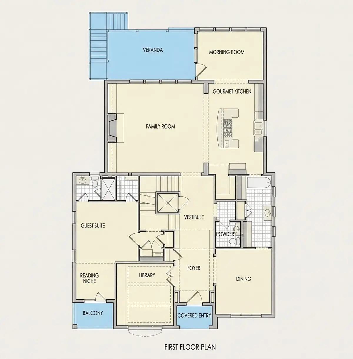 Parter 19 – Projekt domu piętrowego + piwnicą o pow. 530 m²: 5 Sypialnie, 6 Łazienki, Otwarta kuchnia, Garaż — 26217R