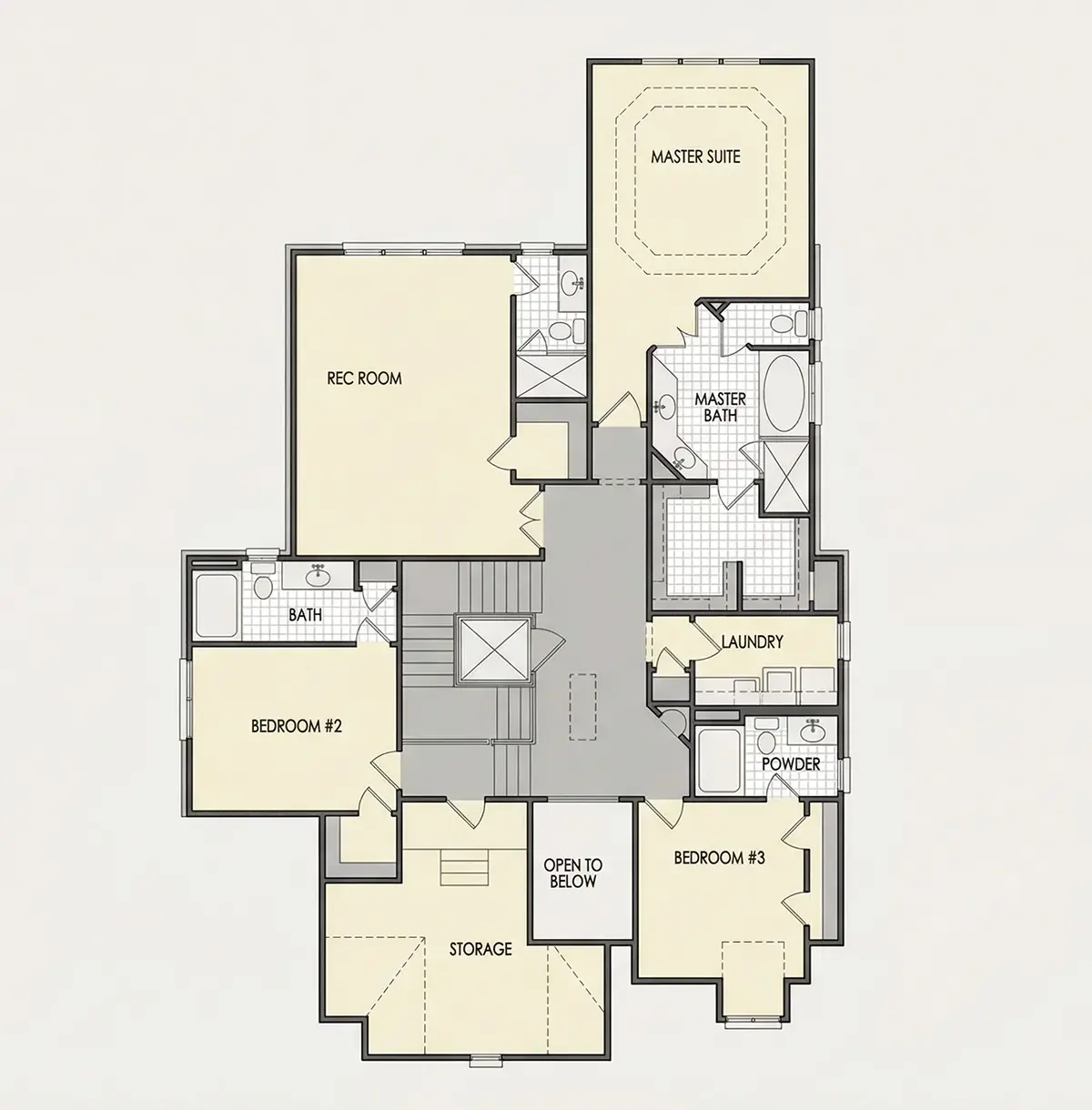 1. piętro 20 – Projekt domu piętrowego + piwnicą o pow. 530 m²: 5 Sypialnie, 6 Łazienki, Otwarta kuchnia, Garaż — 26217R
