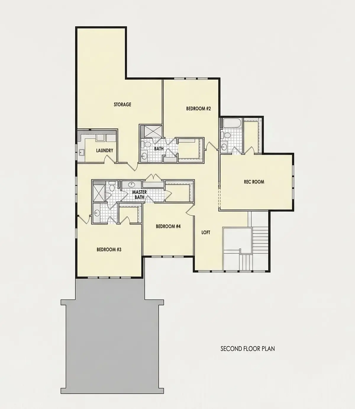 1. piętro 23 – Projekt domu piętrowego o pow. 479 m²: 5 Sypialnie, Gabinet, 6 Łazienki, Otwarta kuchnia, Garaż — 63139R