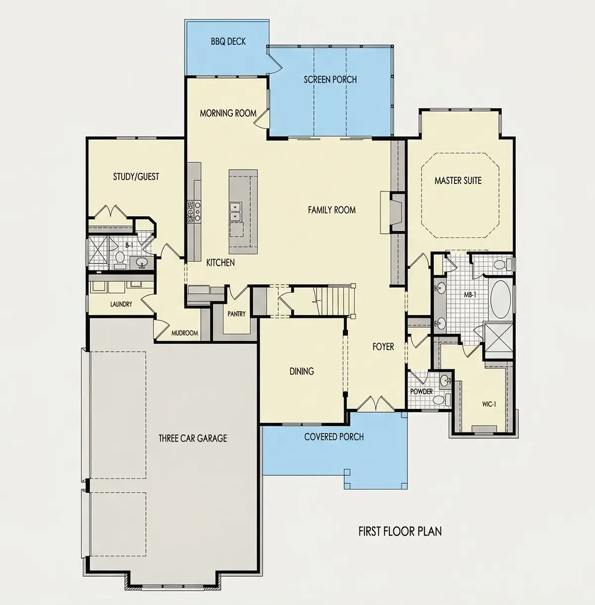Parter 24 – Projekt domu z poddaszem użytkowym o pow. 363 m²: 5 Sypialnie, 5 Łazienki, Otwarta kuchnia, Garaż — 64220R