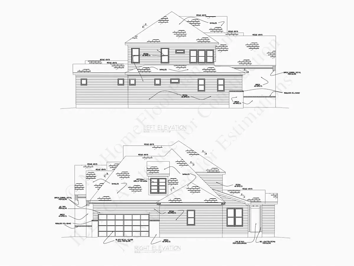 Elewacje 11 – Projekt domu piętrowego o pow. 375 m²: 4 Sypialnie, Gabinet, 5 Łazienki, Otwarta kuchnia, Garaż — 32038R
