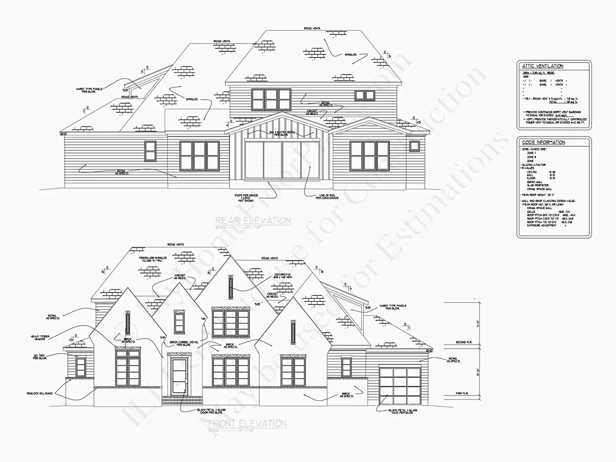 Elewacje 10 – Projekt domu piętrowego o pow. 375 m²: 4 Sypialnie, Gabinet, 5 Łazienki, Otwarta kuchnia, Garaż — 32038R