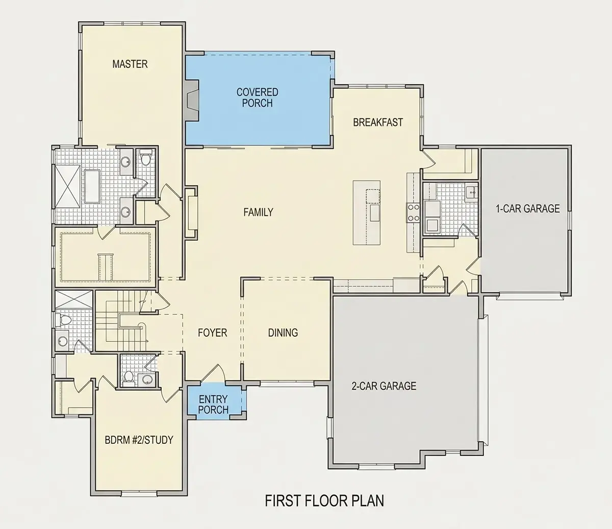 Parter 12 – Projekt domu piętrowego o pow. 375 m²: 4 Sypialnie, Gabinet, 5 Łazienki, Otwarta kuchnia, Garaż — 32038R