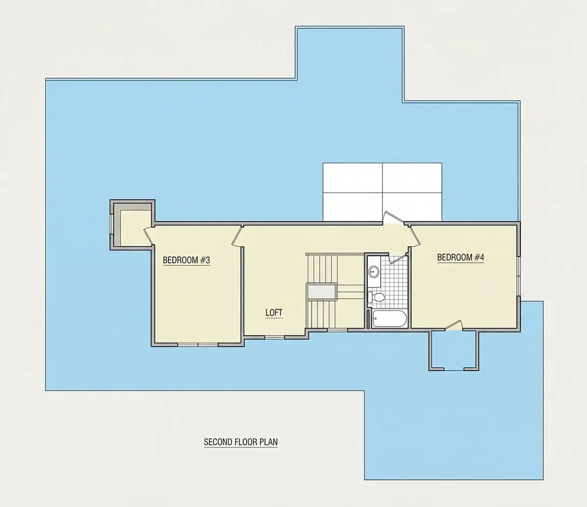1. piętro 9 – Projekt domu piętrowego o pow. 348 m²: 4 Sypialnie, Gabinet, 4 Łazienki, Otwarta kuchnia, Garaż — 82521R