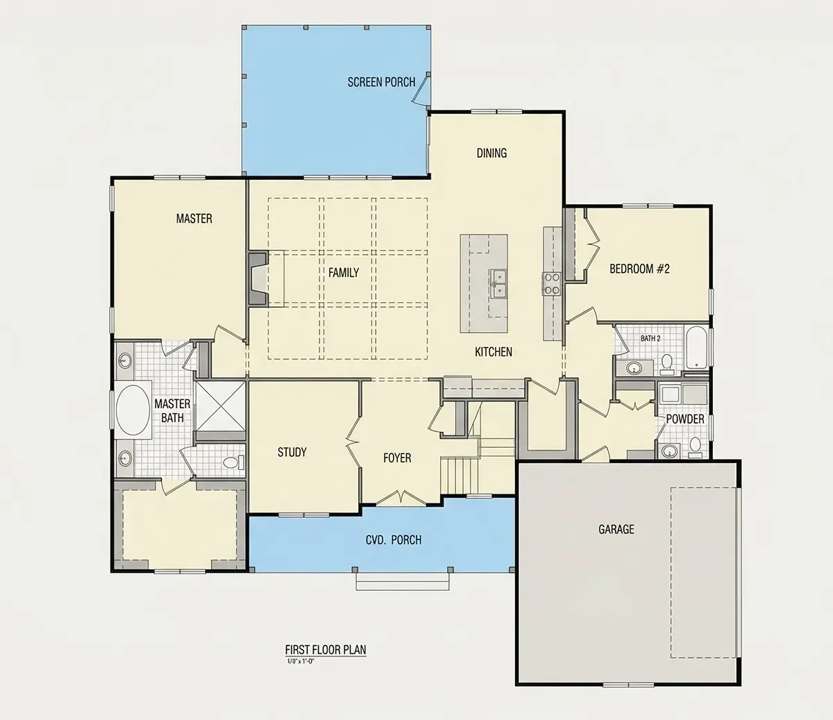 Parter 8 – Projekt domu piętrowego o pow. 348 m²: 4 Sypialnie, Gabinet, 4 Łazienki, Otwarta kuchnia, Garaż — 82521R