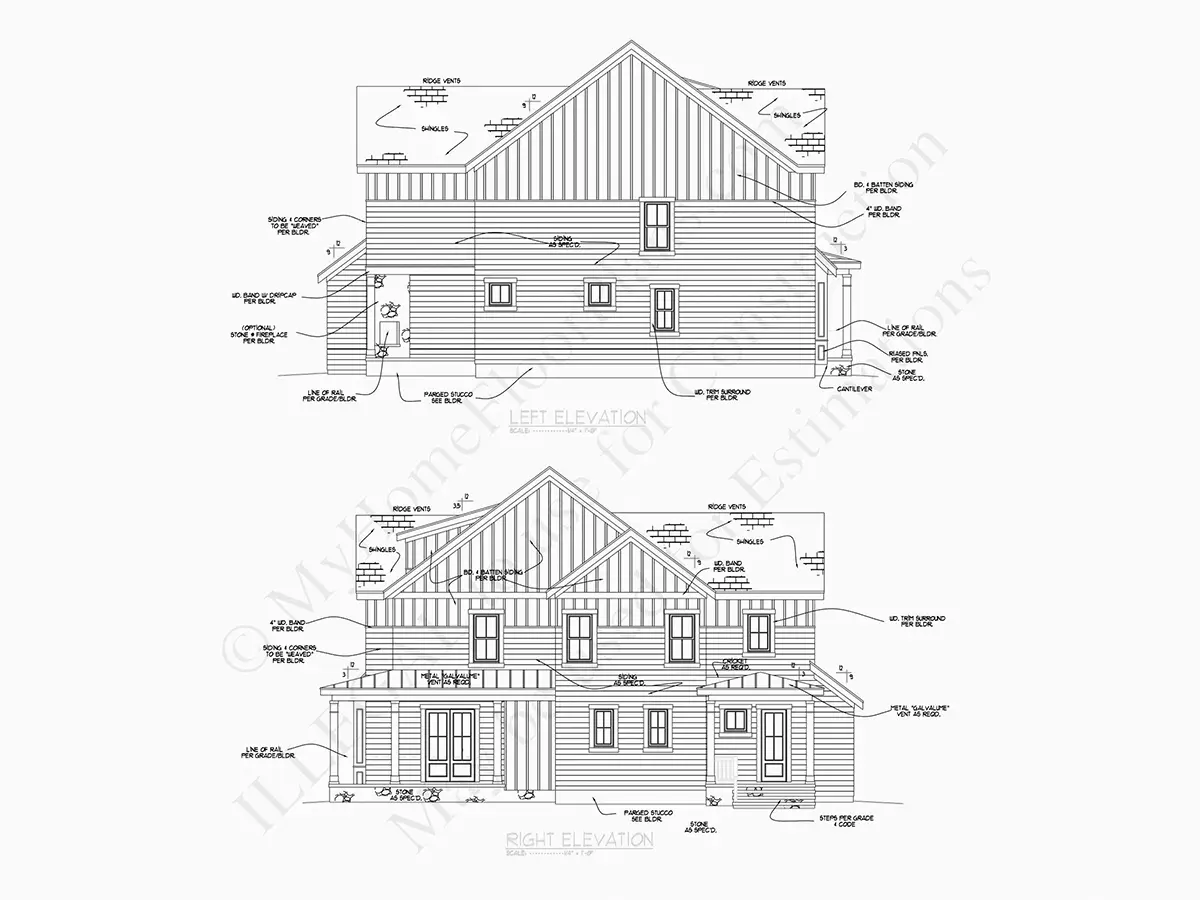 Elewacje 8 – Projekt domu piętrowego o pow. 164 m²: 5 Sypialnie, 5 Łazienki, Otwarta kuchnia, bez Garażu — 44546R