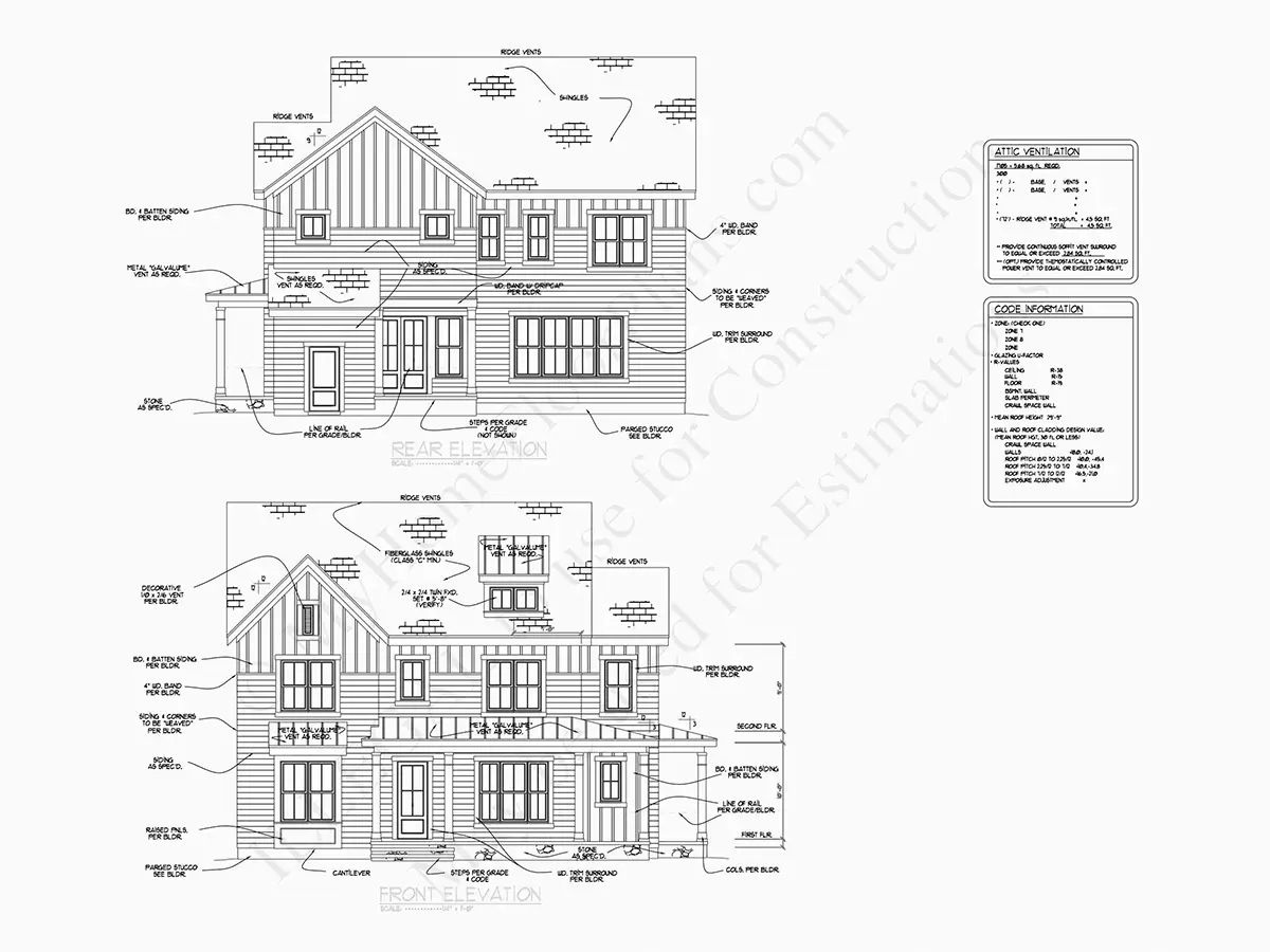 Elewacje 7 – Projekt domu piętrowego o pow. 164 m²: 5 Sypialnie, 5 Łazienki, Otwarta kuchnia, bez Garażu — 44546R