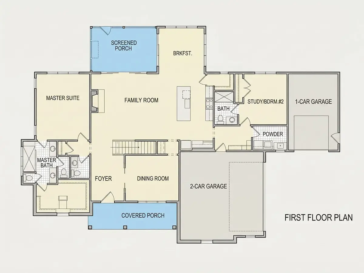 Parter 18 – Projekt domu piętrowego o pow. 288 m²: 4 Sypialnie, 5 Łazienki, Otwarta kuchnia, Garaż — 95174R