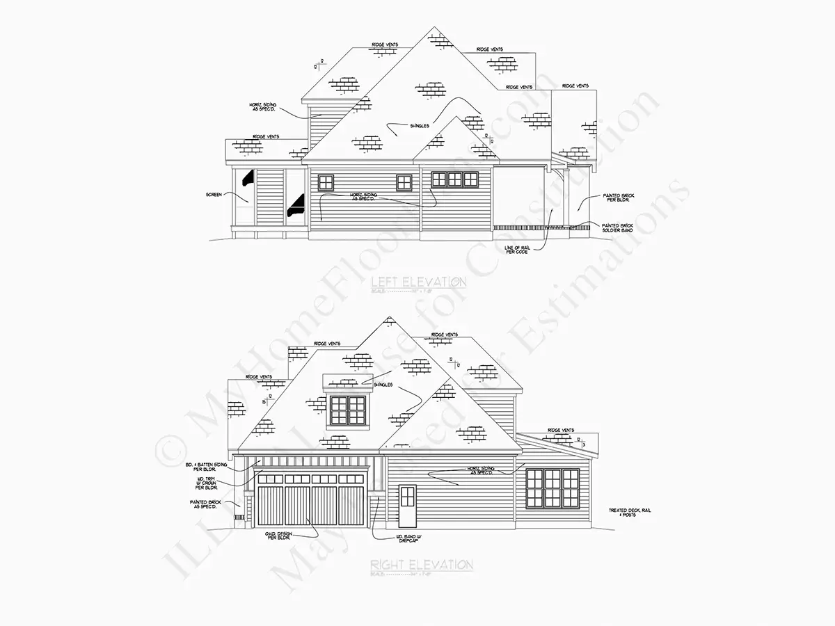 Elewacje 17 – Projekt domu piętrowego o pow. 288 m²: 4 Sypialnie, 5 Łazienki, Otwarta kuchnia, Garaż — 95174R