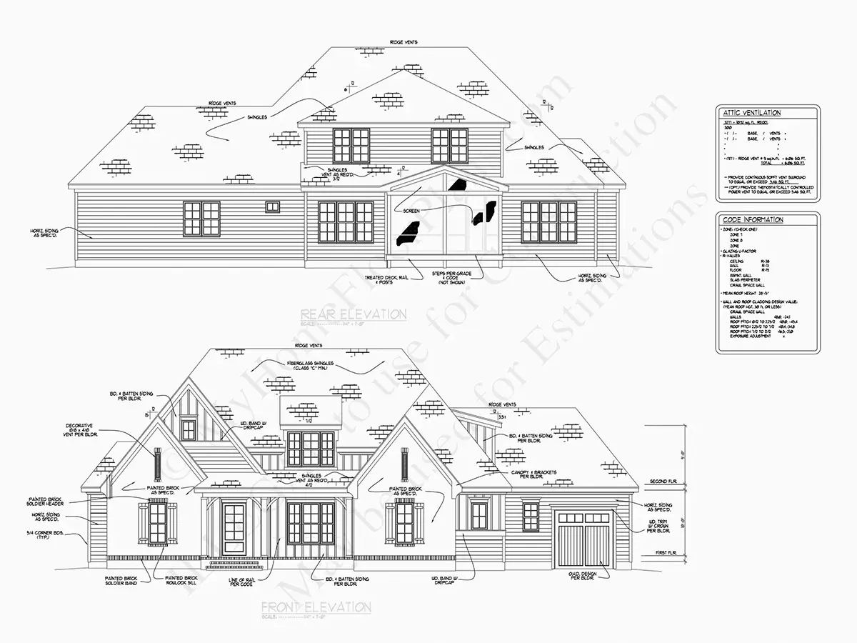 Elewacje 16 – Projekt domu piętrowego o pow. 288 m²: 4 Sypialnie, 5 Łazienki, Otwarta kuchnia, Garaż — 95174R