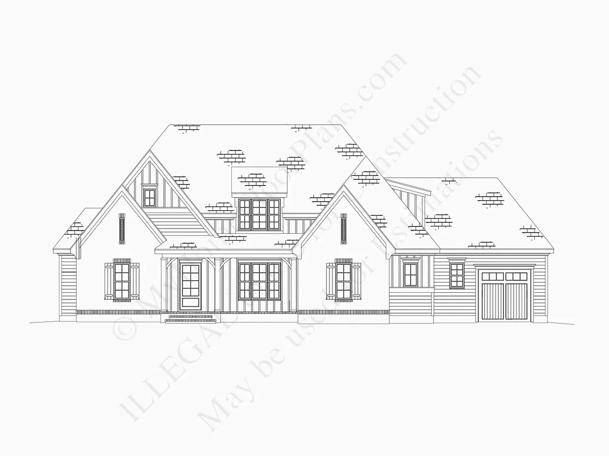 Elewacje 15 – Projekt domu piętrowego o pow. 288 m²: 4 Sypialnie, 5 Łazienki, Otwarta kuchnia, Garaż — 95174R