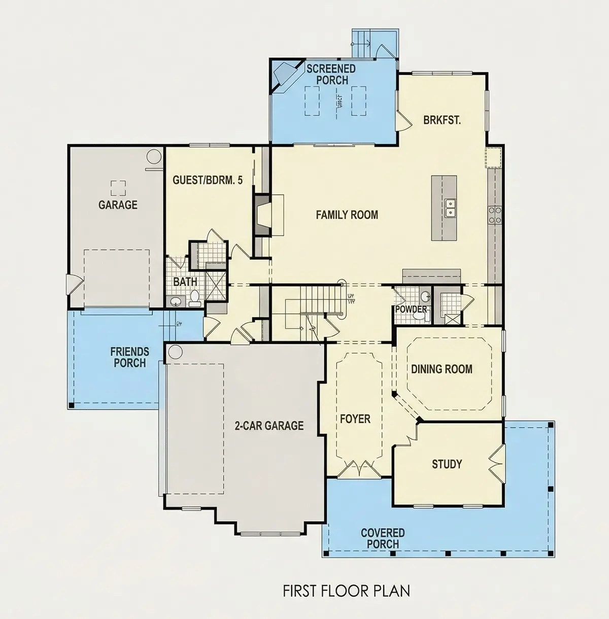 Parter 26 – Projekt domu piętrowego o pow. 454 m²: 5 Sypialnie, Gabinet, 5 Łazienki, Otwarta kuchnia, Garaż — 78053R