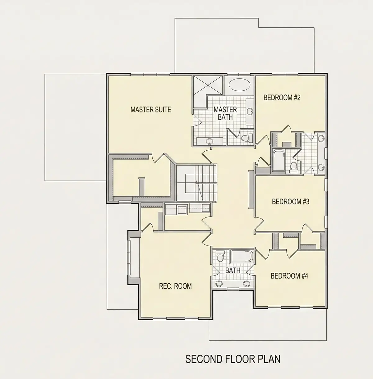 1. piętro 27 – Projekt domu piętrowego o pow. 454 m²: 5 Sypialnie, Gabinet, 5 Łazienki, Otwarta kuchnia, Garaż — 78053R