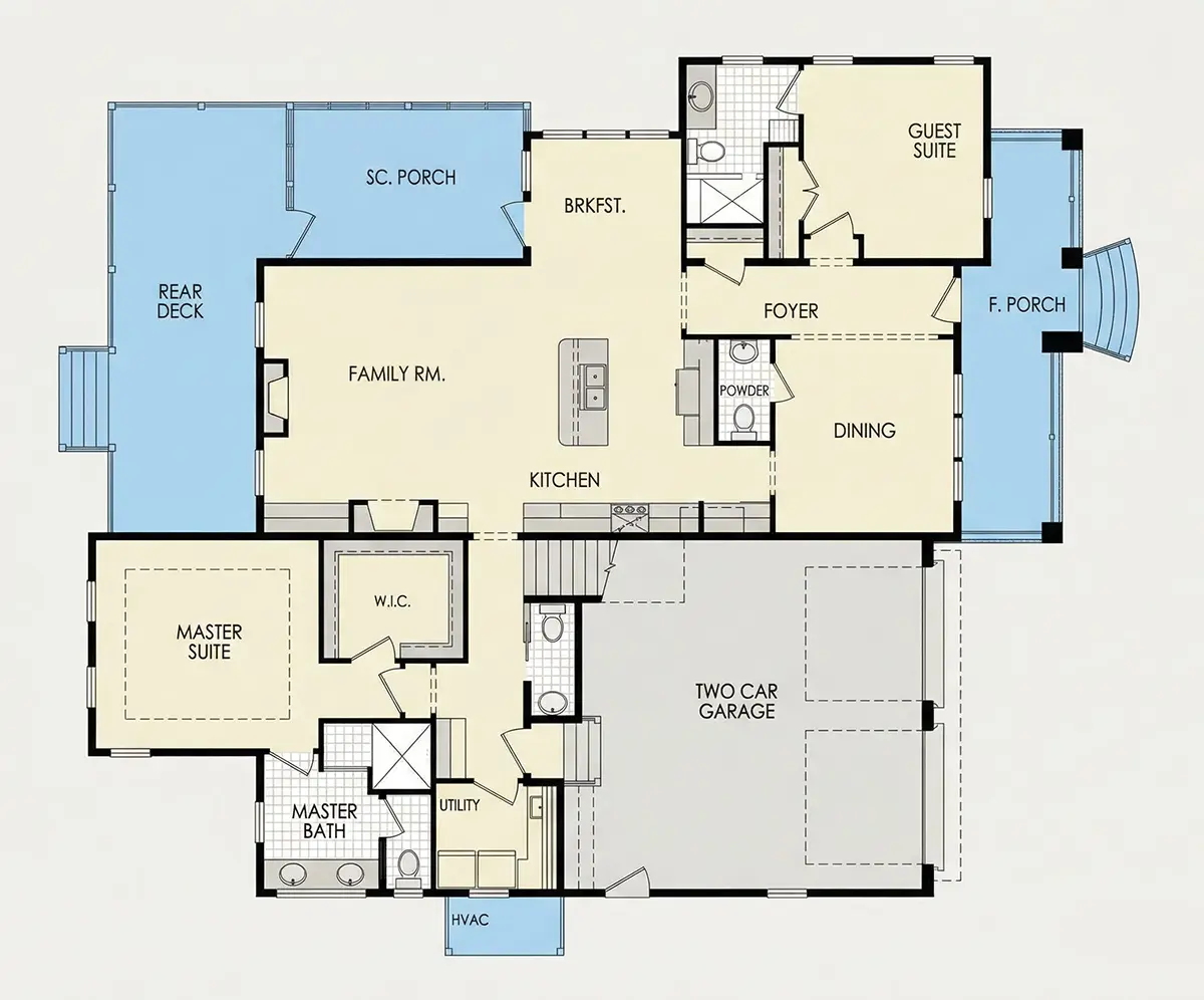 Parter 28 – Projekt domu z poddaszem użytkowym o pow. 247 m²: 3 Sypialnie, 5 Łazienki, Otwarta kuchnia, Garaż — 94736R