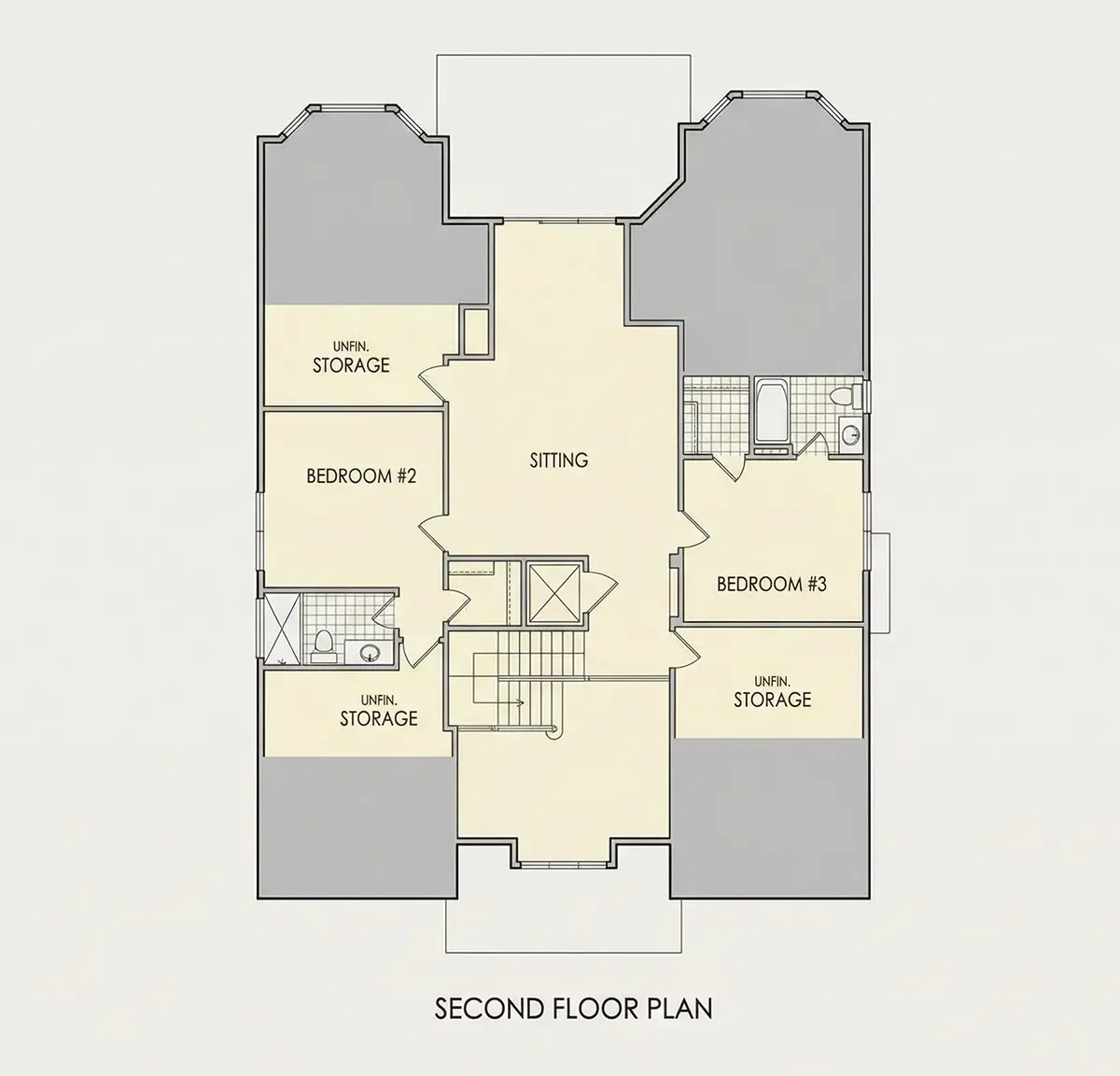 1. piętro 19 – Projekt domu z poddaszem użytkowym + piwnicą o pow. 422 m²: 4 Sypialnie, Gabinet, 6 Łazienki, Otwarta kuchnia, bez Garażu — 24814R