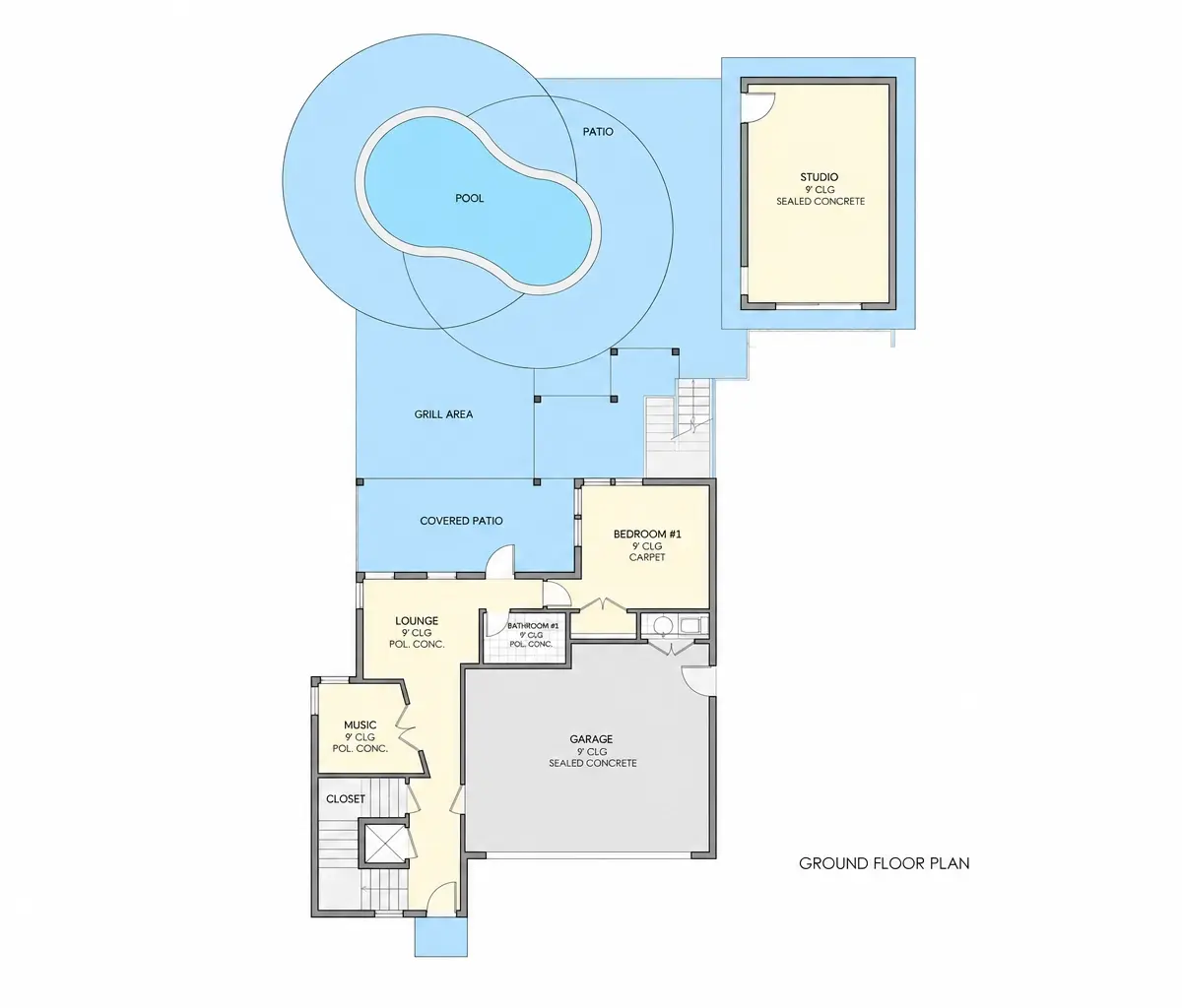 Piwnica 24 – Projekt domu dwupiętrowego o pow. 351 m²: 5 Sypialnie, Gabinet, 5 Łazienki, Otwarta kuchnia, Garaż — 70598R