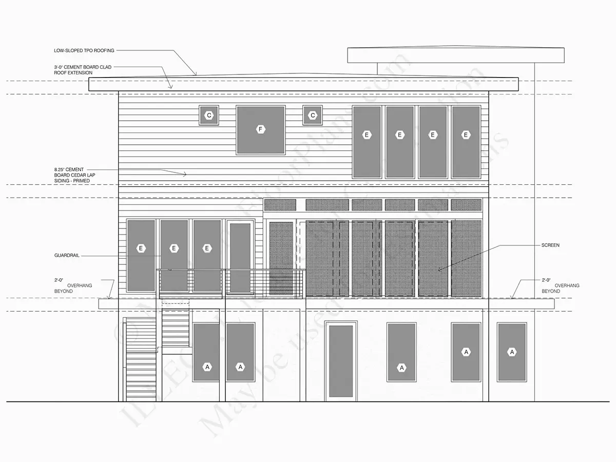 Elewacje 22 – Projekt domu dwupiętrowego o pow. 351 m²: 5 Sypialnie, Gabinet, 5 Łazienki, Otwarta kuchnia, Garaż — 70598R