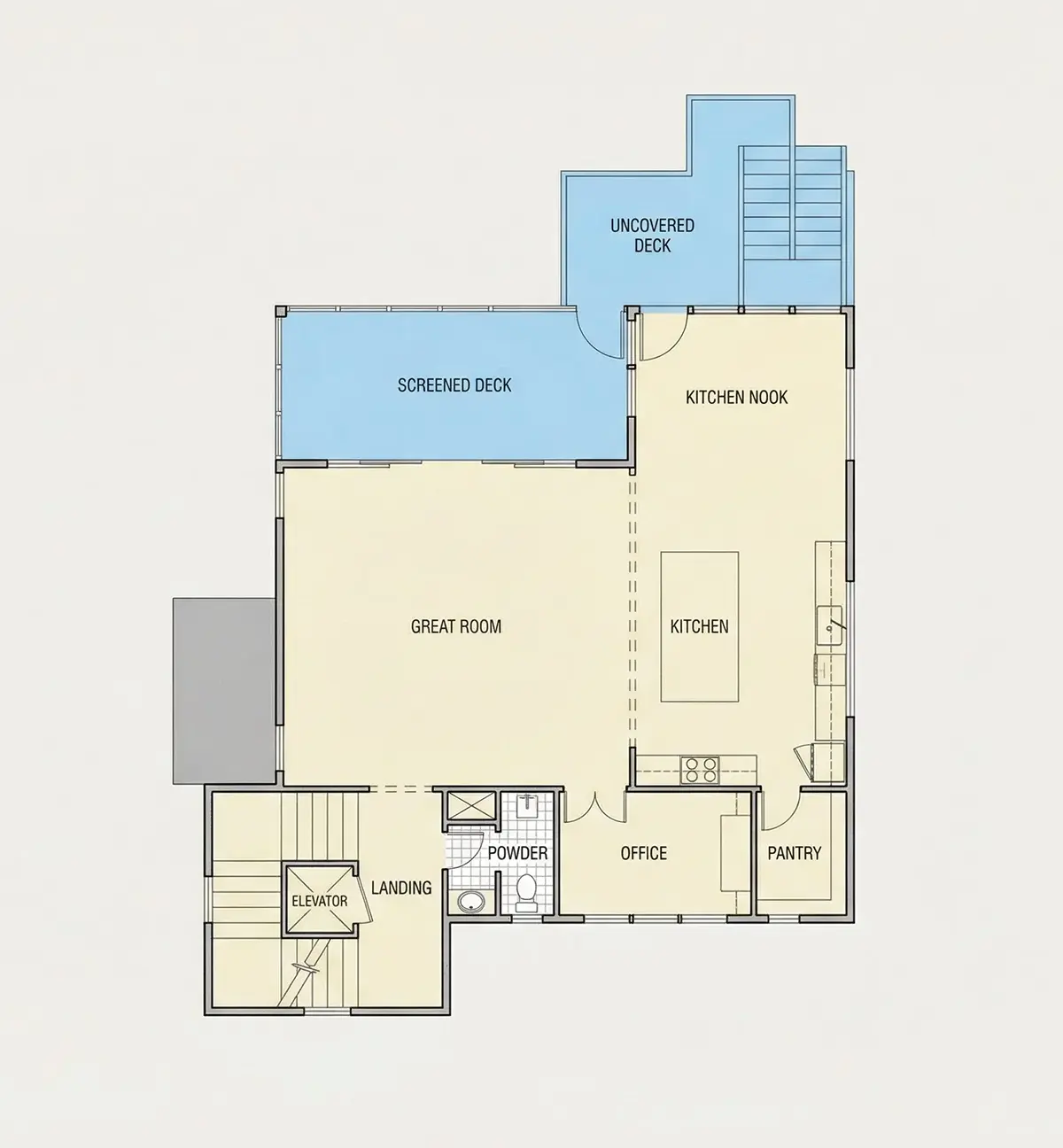 Parter 25 – Projekt domu dwupiętrowego o pow. 351 m²: 5 Sypialnie, Gabinet, 5 Łazienki, Otwarta kuchnia, Garaż — 70598R