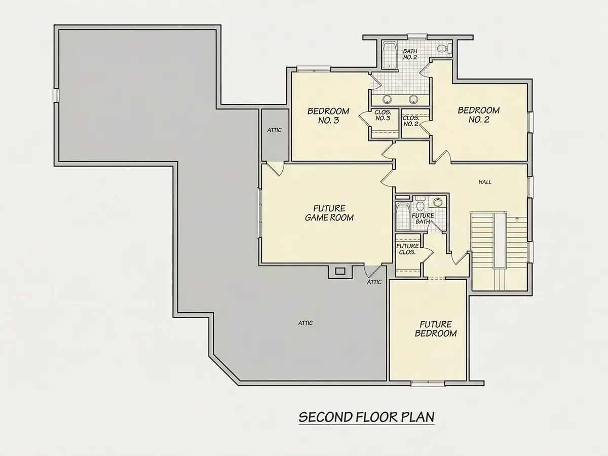 1. piętro 13 – Projekt domu piętrowego o pow. 424 m²: 4 Sypialnie, 4 Łazienki, Otwarta kuchnia, Garaż — 67106R