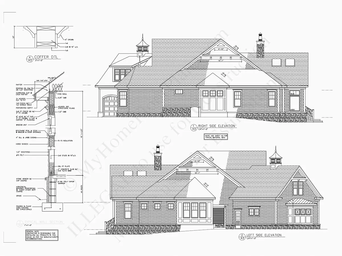 Elewacje 8 – Projekt domu parterowego o pow. 400 m²: 4 Sypialnie, Gabinet, 5 Łazienki, Otwarta kuchnia, Garaż — 98458R