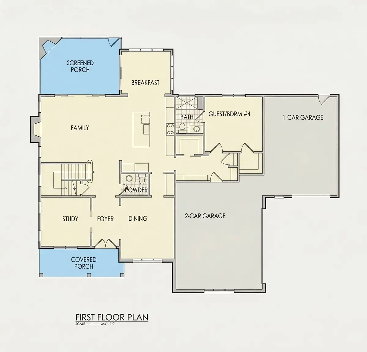 Parter 22 – Projekt domu piętrowego o pow. 372 m²: 4 Sypialnie, Gabinet, 6 Łazienki, Otwarta kuchnia, Garaż — 76809R