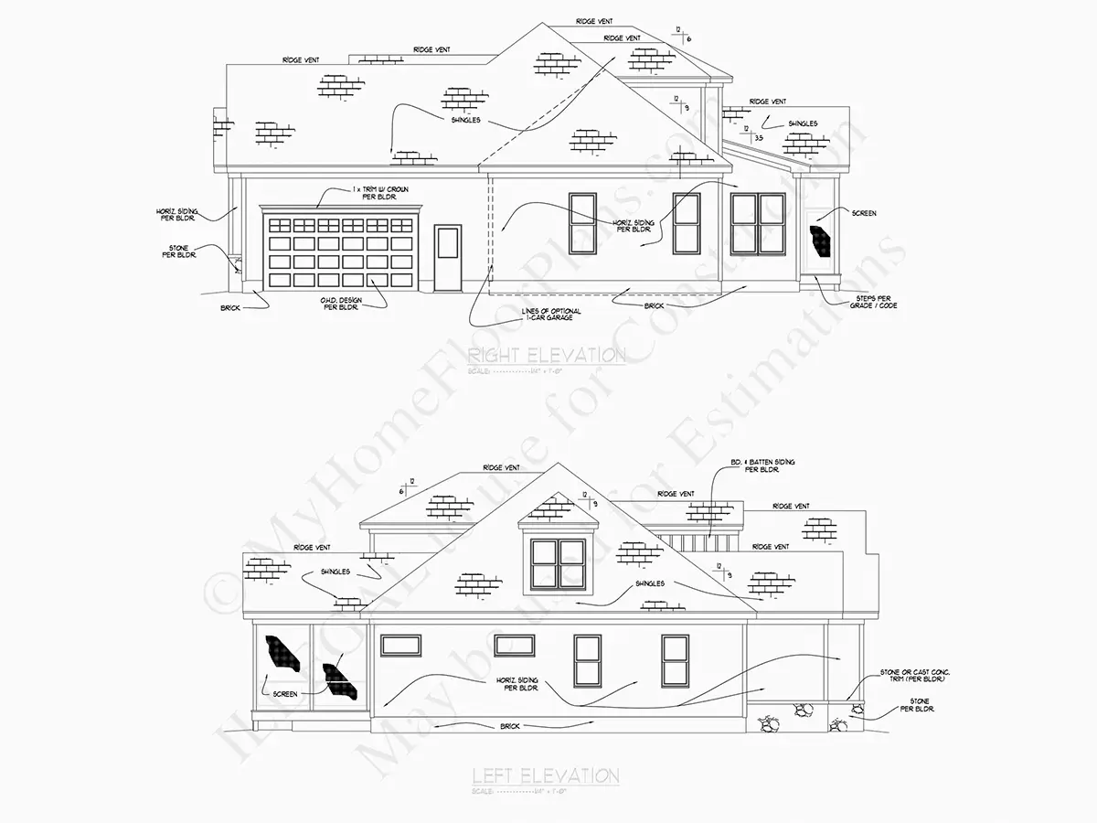 Elewacje 21 – Projekt domu z poddaszem użytkowym o pow. 281 m²: 4 Sypialnie, 4 Łazienki, Otwarta kuchnia, Garaż — 59002R