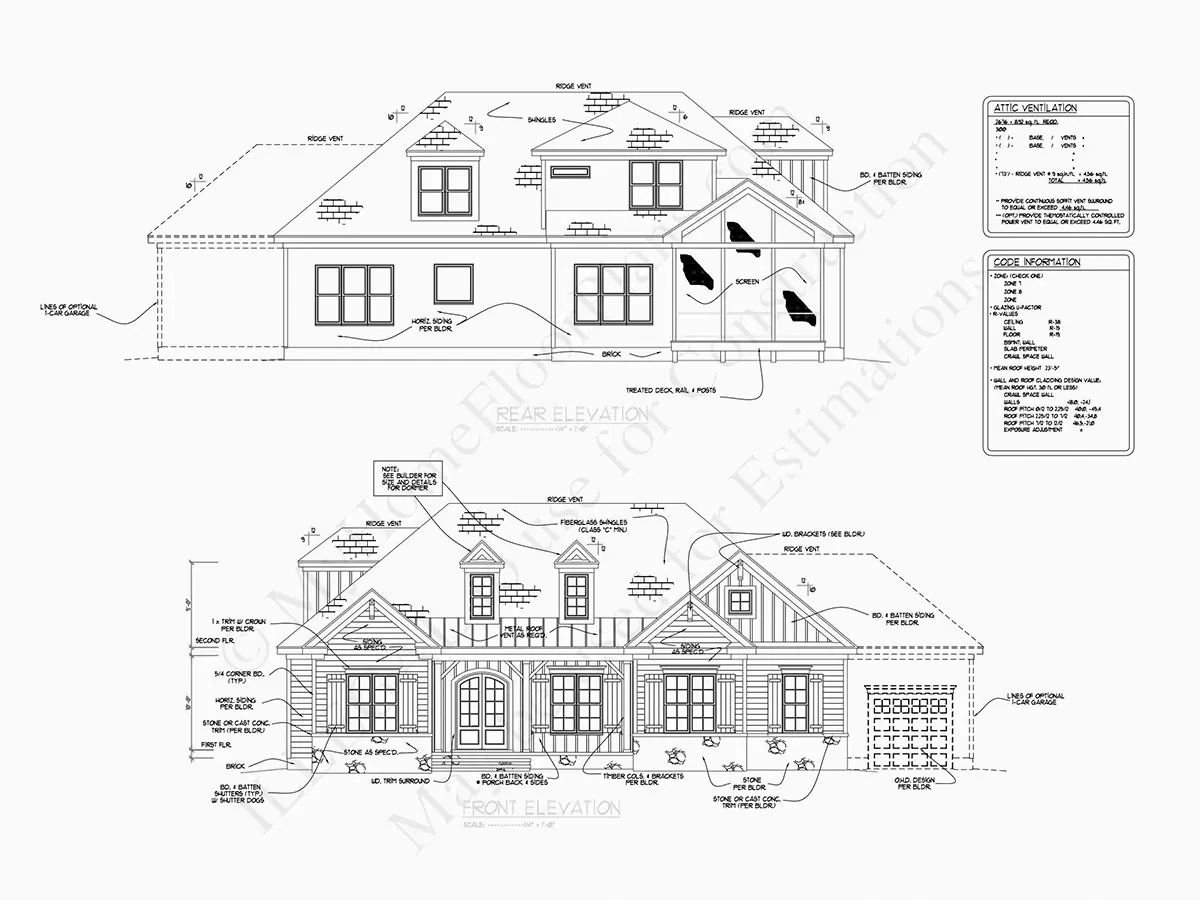 Elewacje 20 – Projekt domu z poddaszem użytkowym o pow. 281 m²: 4 Sypialnie, 4 Łazienki, Otwarta kuchnia, Garaż — 59002R