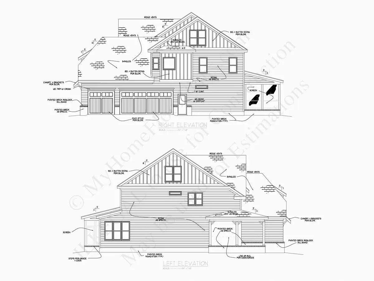 Elewacje 8 – Projekt domu dwupiętrowego o pow. 293 m²: 5 Sypialnie, 5 Łazienki, Otwarta kuchnia, Garaż — 54803R
