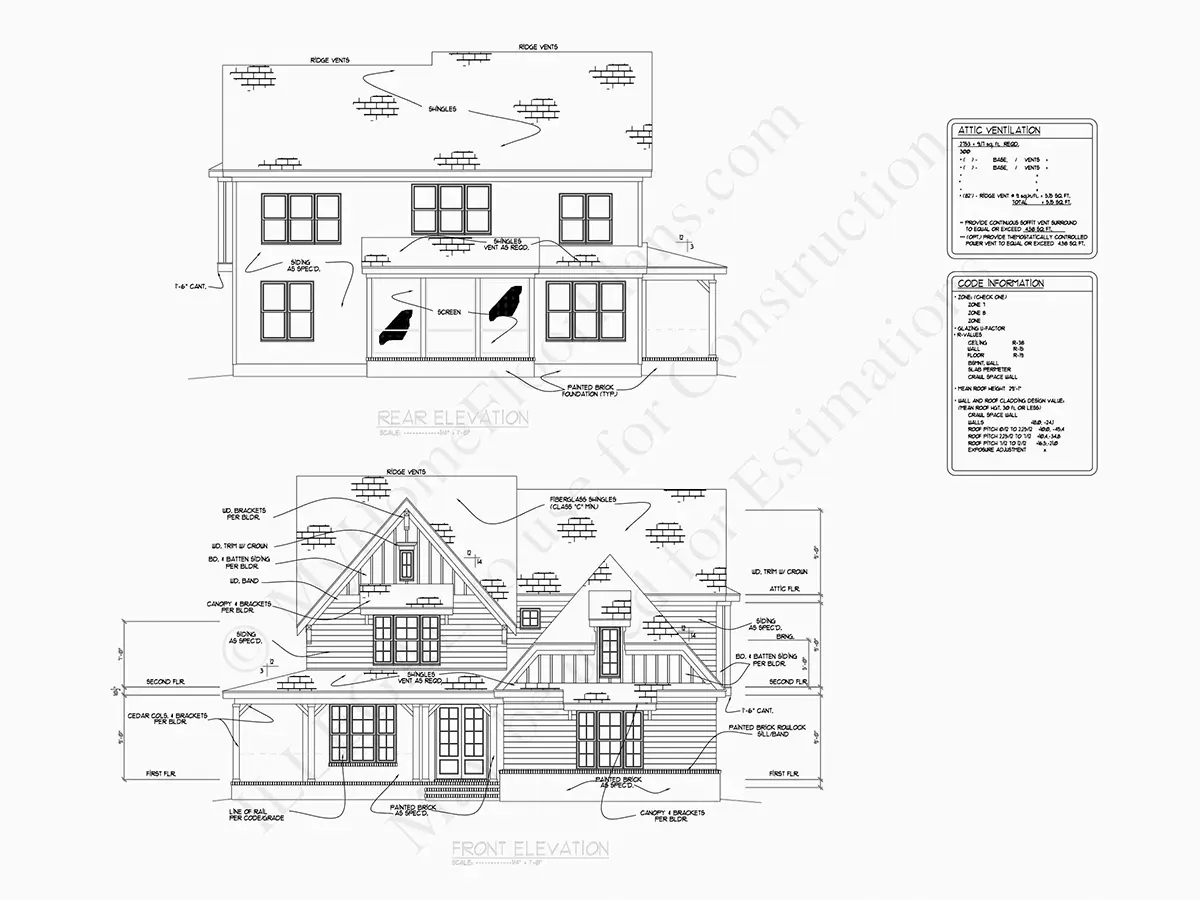 Elewacje 7 – Projekt domu dwupiętrowego o pow. 293 m²: 5 Sypialnie, 5 Łazienki, Otwarta kuchnia, Garaż — 54803R