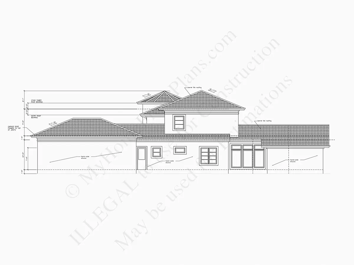 Elewacje 11 – Projekt domu piętrowego o pow. 448 m²: 5 Sypialnie, Gabinet, 4 Łazienki, Garaż — 64737R