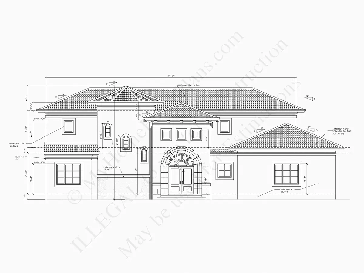Elewacje 10 – Projekt domu piętrowego o pow. 448 m²: 5 Sypialnie, Gabinet, 4 Łazienki, Garaż — 64737R