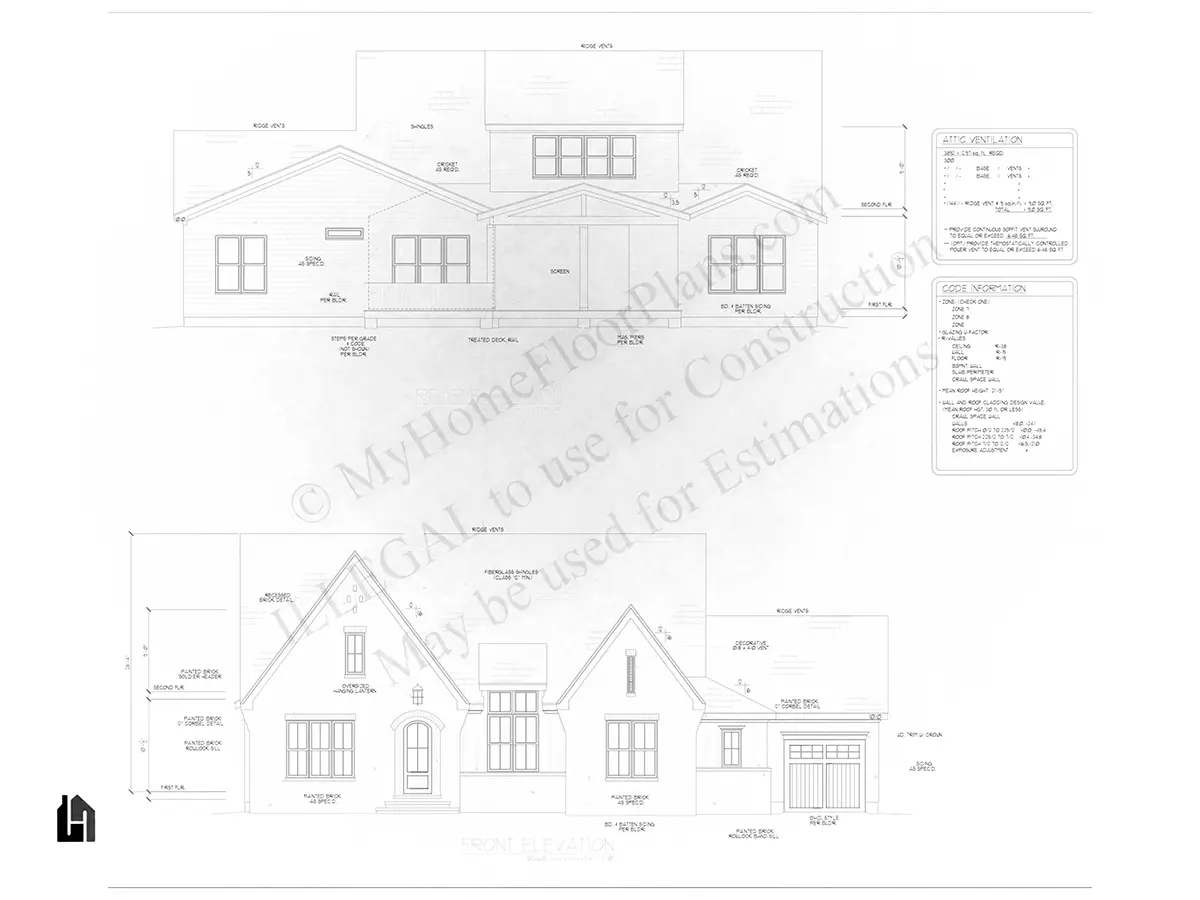 Elewacje 11 – Projekt domu piętrowego o pow. 343 m²: 4 Sypialnie, Gabinet, 6 Łazienki, Otwarta kuchnia, Garaż — 63741R