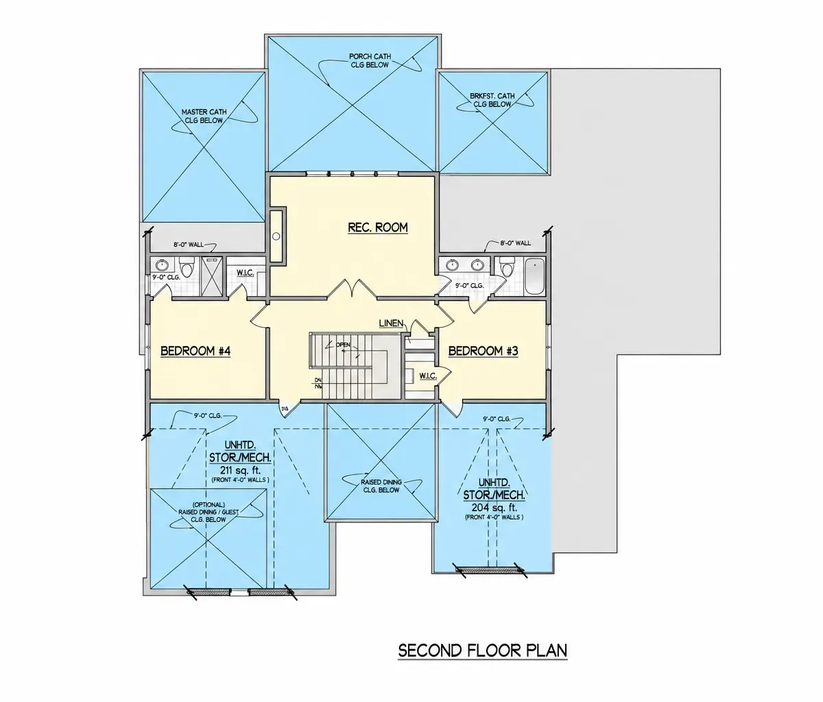 1. piętro 14 – Projekt domu piętrowego o pow. 343 m²: 4 Sypialnie, Gabinet, 6 Łazienki, Otwarta kuchnia, Garaż — 63741R