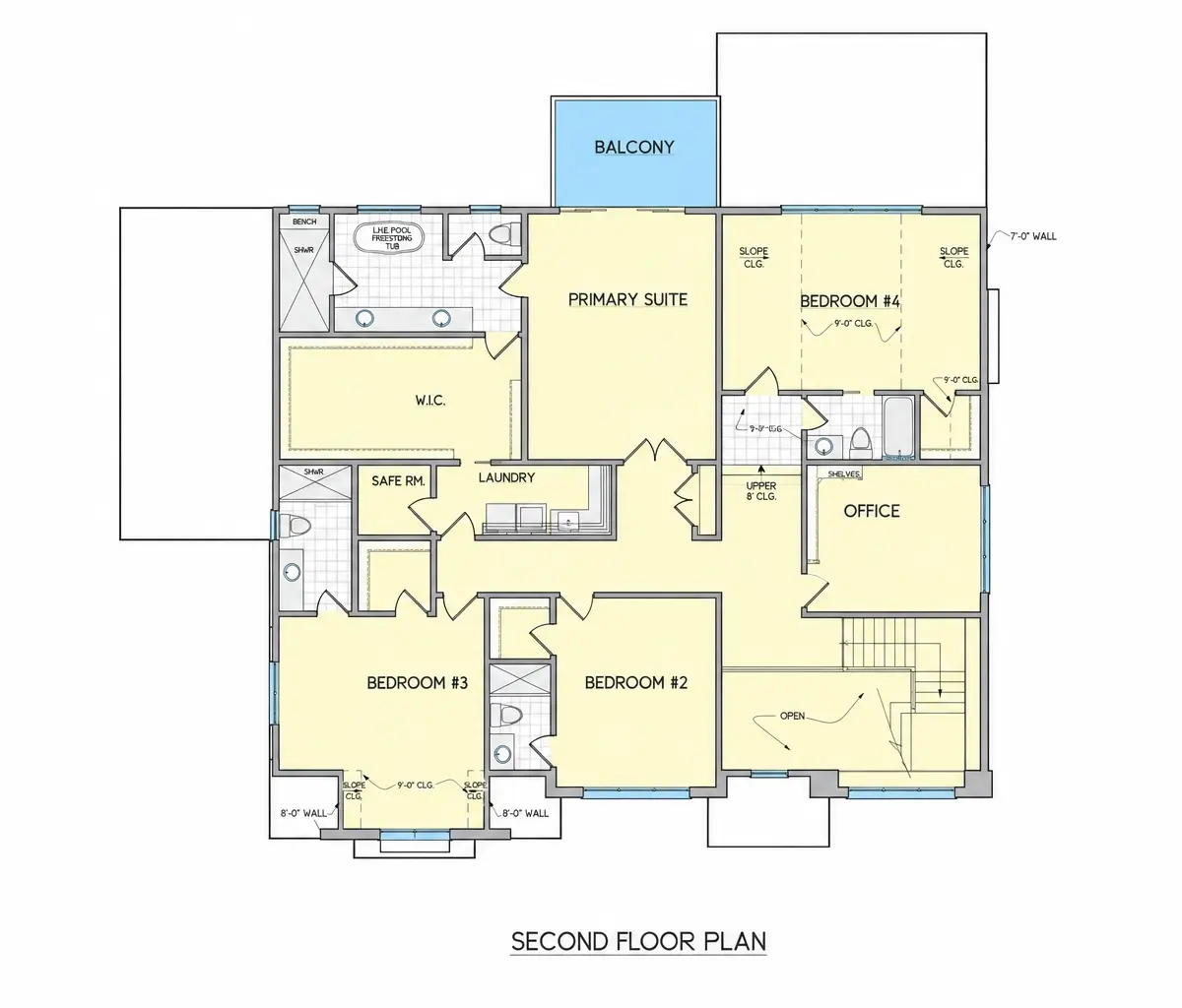 1. piętro 10 – Projekt domu piętrowego + piwnicą o pow. 624 m²: 5 Sypialnie, Gabinet, 7 Łazienki, Otwarta kuchnia, Garaż — 82614R