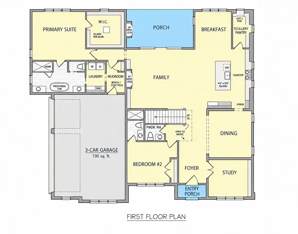 Parter 25 – Projekt domu piętrowego o pow. 384 m²: 5 Sypialnie, Gabinet, 6 Łazienki, Otwarta kuchnia, Garaż — 35974R