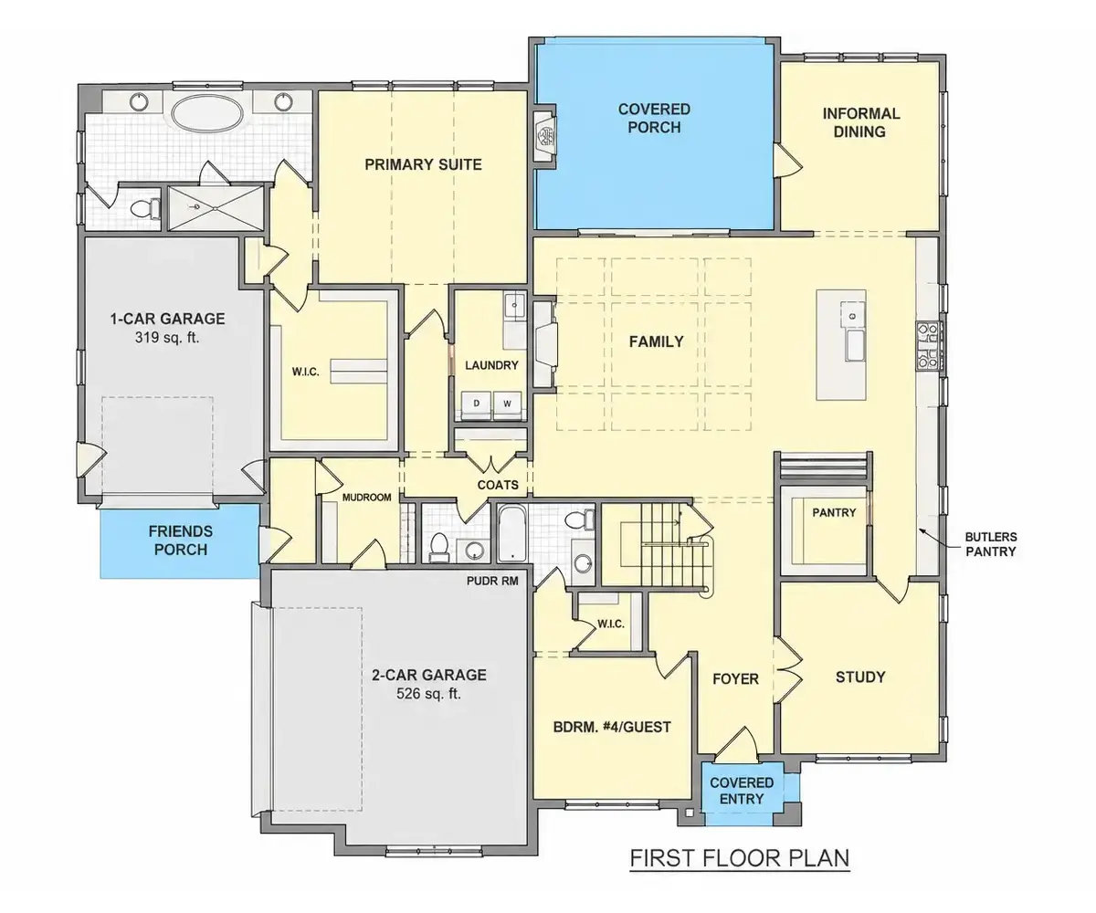 Parter 18 – Projekt domu piętrowego o pow. 397 m², 4 Sypialnie — 38077R