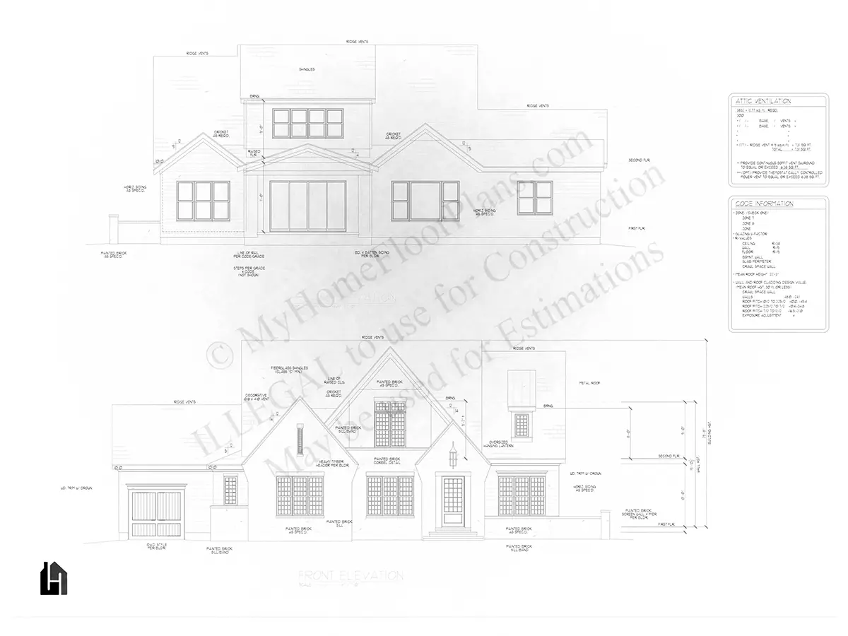 Elewacje 16 – Projekt domu piętrowego o pow. 397 m², 4 Sypialnie — 38077R