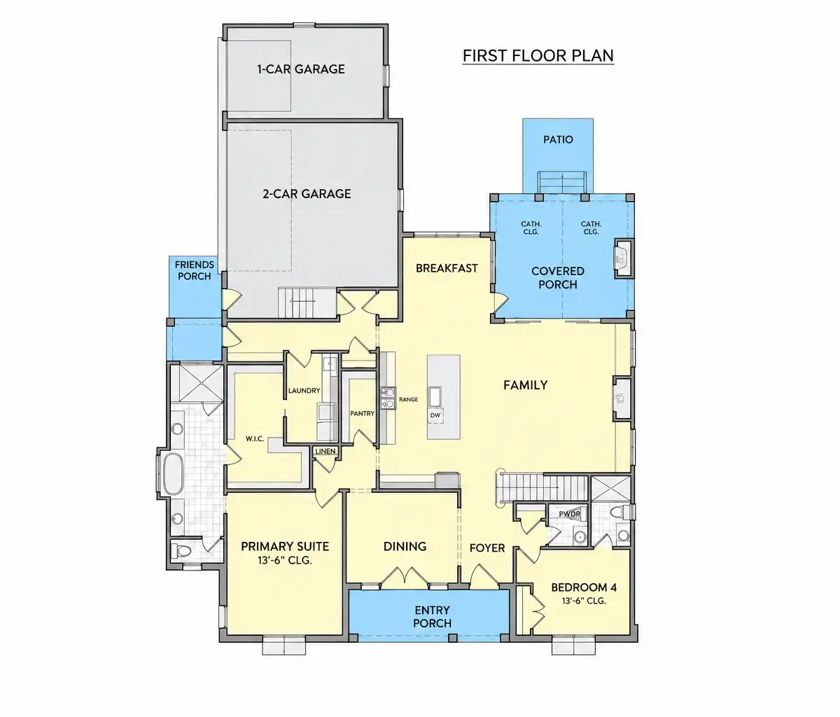Parter 24 – Projekt domu piętrowego o pow. 351 m²: 4 Sypialnie, 5 Łazienki, Otwarta kuchnia, Garaż — 93928R
