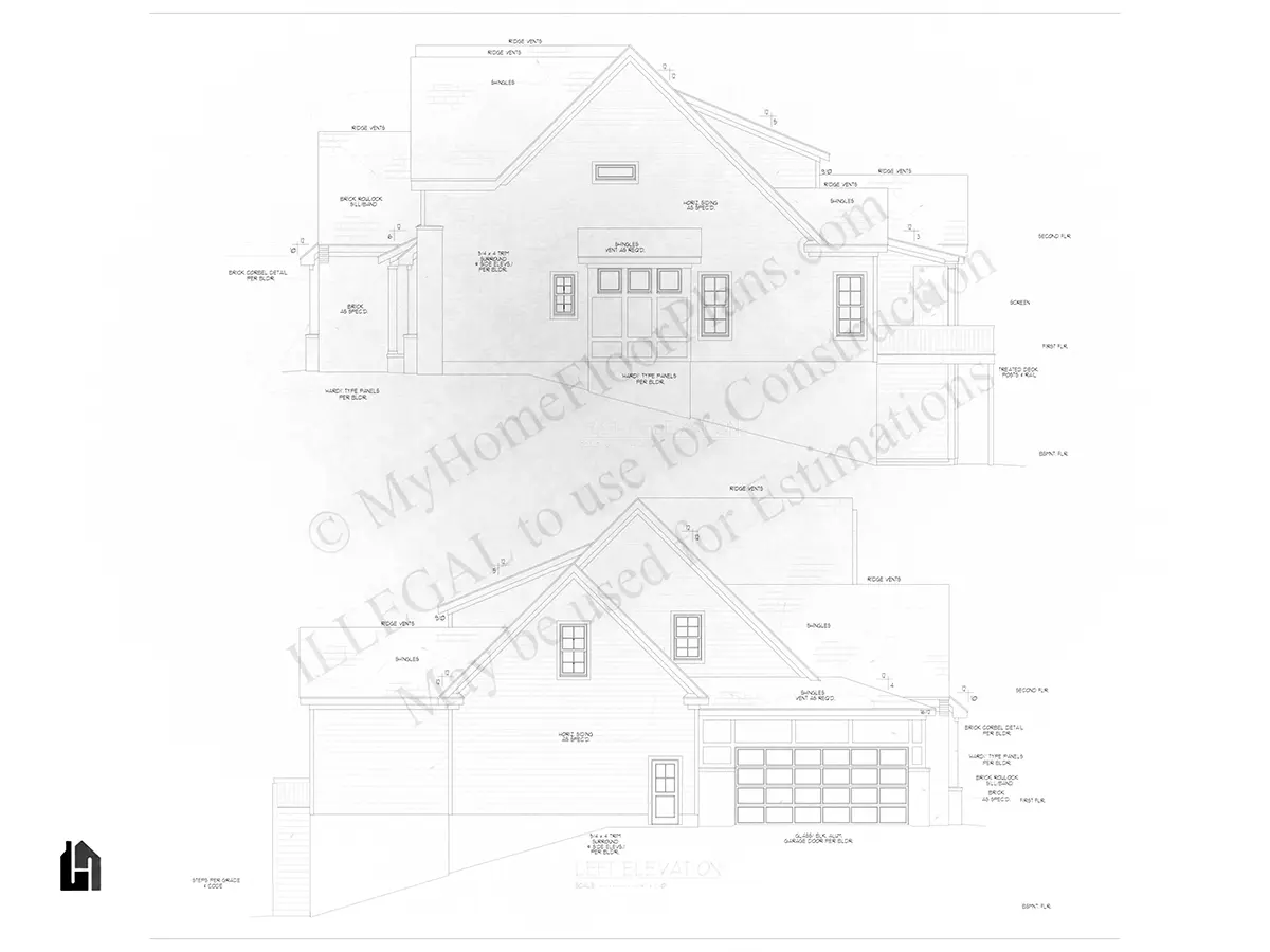Elewacje 22 – Projekt domu piętrowego o pow. 553 m², 4 Sypialnie — 34919R