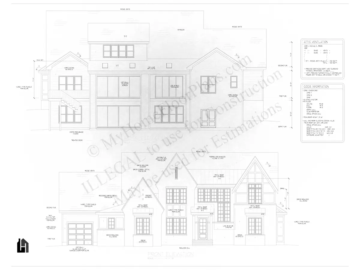 Elewacje 21 – Projekt domu piętrowego o pow. 553 m², 4 Sypialnie — 34919R